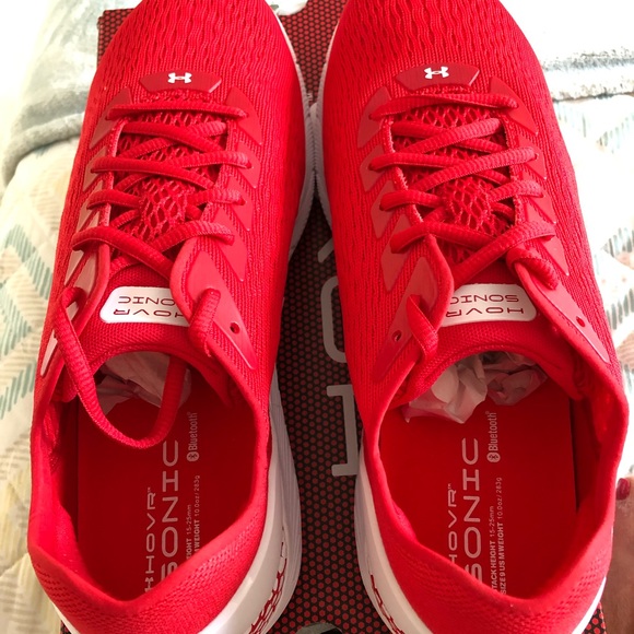 NWOT Under Armour Mens UA Team HOVR Sonic 3 Running Shoes in Red/White - Picture 2 of 9